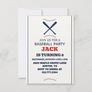 Invitation Fête d'anniversaire personnalisée de baseball pour