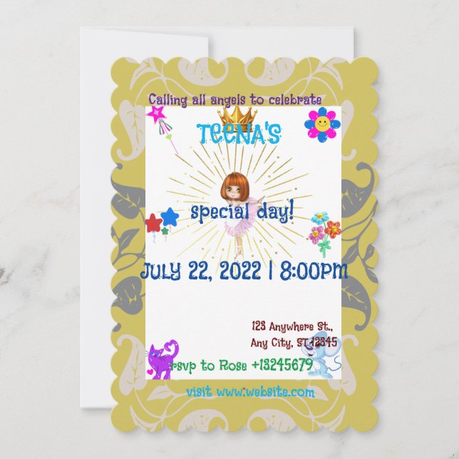 Invitation Fête d'anniversaire PERSONNALISÉE et agréable (Devant)