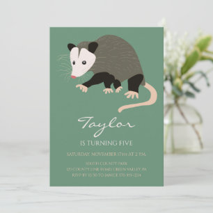 Invitation Fête d'anniversaire personnalisée Possum Opossum