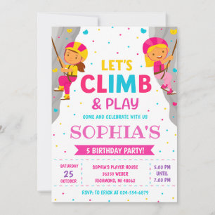 Invitation Fête d'anniversaire personnalisée pour fille grimp