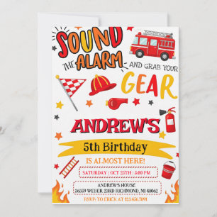 Invitation Fête d'anniversaire personnalisée pour un pompier 