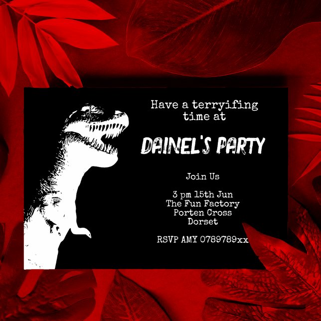 Invitation Fête d'anniversaire personnaliséeT-Rex (Créateur téléchargé)