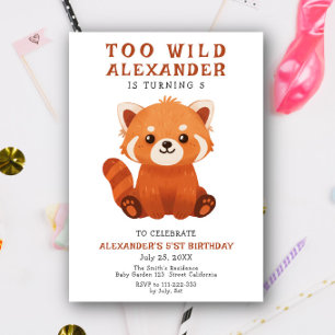 Invitation Fête d'anniversaire Petit Panda Rouge Trop Sauvage