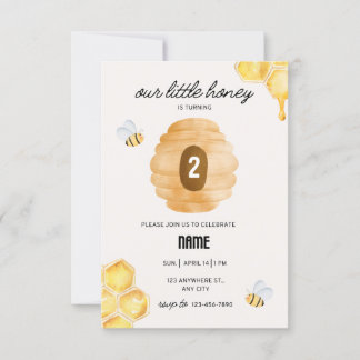 Invitation fête d'anniversaire, petite abeille