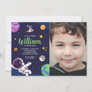 Invitation Fête d'anniversaire photo d'astronaute de l'espace