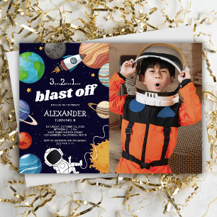 Invitation Fête d'anniversaire Photo d'Astronaute Spatial