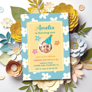 Invitation Fête d'anniversaire photo florale colorée