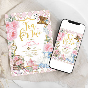 Invitation Fête d'anniversaire Pink Gold Alice 2ème anniversa