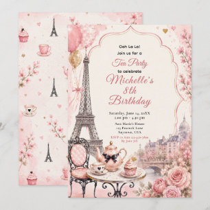 Invitation Fête d'anniversaire Pink Paris Tea Party