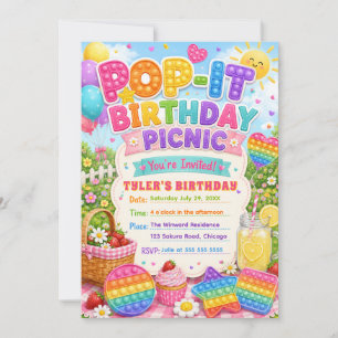 Invitation Fête d'anniversaire Pique-Nique Pop-It
