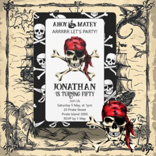 Invitation fête d'anniversaire pirate aquarelle