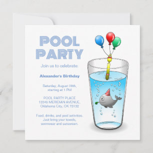 Invitation Fête d'anniversaire Piscine
