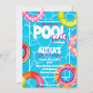 Invitation Fête d'anniversaire piscine