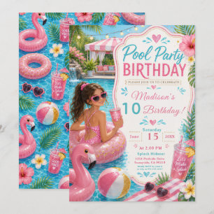 Invitation Fête d'anniversaire Piscine