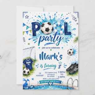 Invitation Fête d'anniversaire Piscine Football