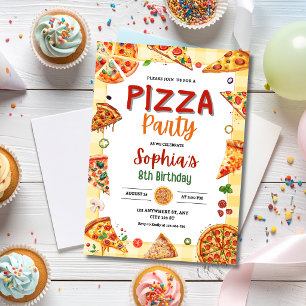 Invitation Fête d'anniversaire Pizza Enfants Thème Pizza Anni