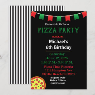 Invitation Fête d'anniversaire pizza pour enfants