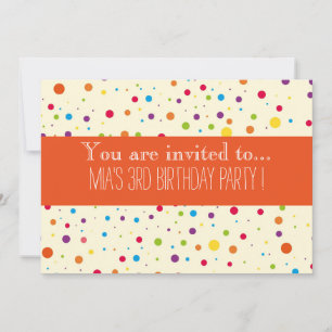 Invitation Fête d'anniversaire pois colorée