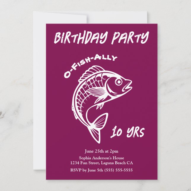 Invitation Fête d'anniversaire-Poisson (Devant)