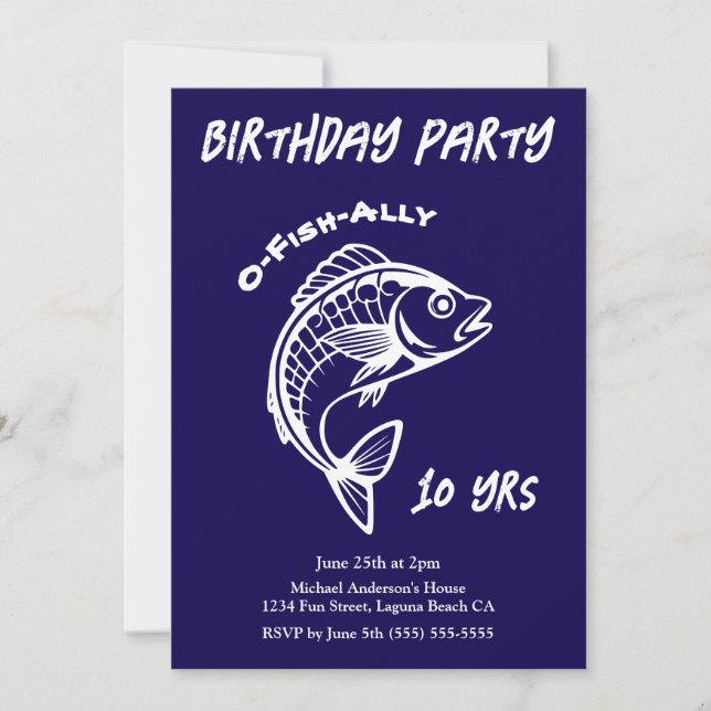 Invitation Fête d'anniversaire-Poisson (Devant)