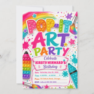 Invitation Fête d'anniversaire Pop-It Art