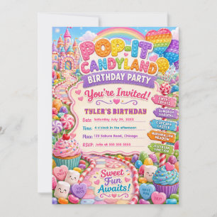 Invitation Fête d'anniversaire Pop-It Candyland