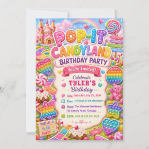 Invitation Fête d'anniversaire Pop-It Candyland