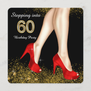 Invitation Fête d'anniversaire pour 60 ans - Chaussures rouge