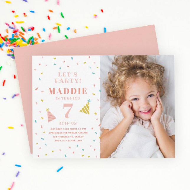 Invitation Fête d'anniversaire pour enfants aux paillettes ar (Créateur téléchargé)