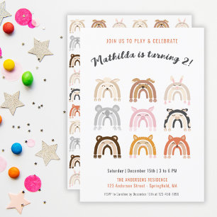 Invitation Fête d'anniversaire pour enfants avec des animaux