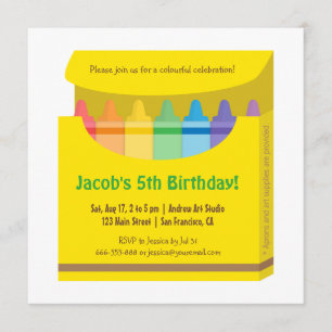 Invitation Fête d'anniversaire pour enfants avec des crayons 