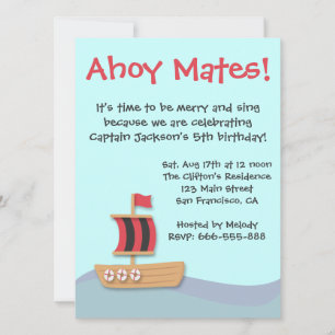 Invitation Fête d'anniversaire pour enfants avec voile noire 