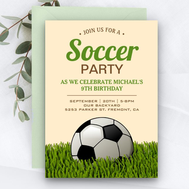 Invitation Fête d'anniversaire pour enfants de football (Créateur téléchargé)