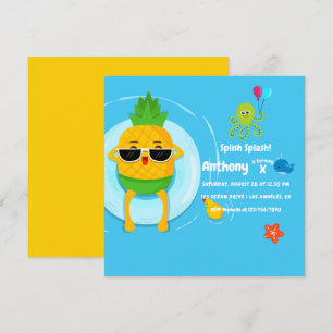 Invitation Fête d'anniversaire pour enfants Pineapple Summer 