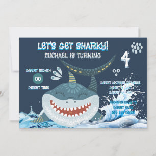Invitation Fête d'anniversaire pour enfants Requin Mignon