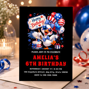 Invitation Fête d'anniversaire pour enfants Rouge Blanc Bleu