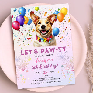 Invitation Fête d'anniversaire pour fille de 5 ans Puppy Lets