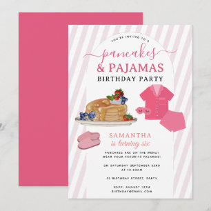 Invitation Fête d'anniversaire pour fille en pyjama avec des 