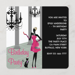Invitation Fête d'anniversaire pour fille ou femme de tout âg