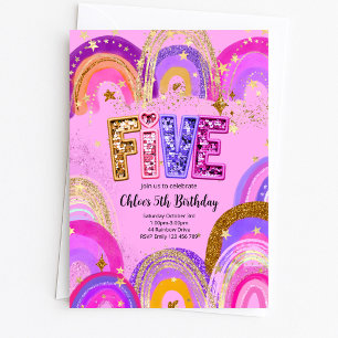 Invitation Fête d'anniversaire pour filles de 5 ans