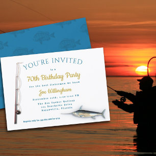 Invitation Fête d'anniversaire pour homme adulte pêche en mer