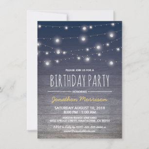 Invitation Fête d'anniversaire pour homme bleu rustique