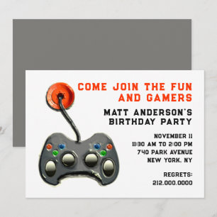 Invitation Fête d'anniversaire pour joueurs de jeux vidéo
