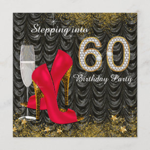 Invitation Fête d'anniversaire pour les 60 ans pailleté satin