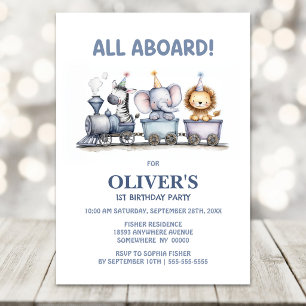 Invitation Fête d'anniversaire pour les animaux de safari Tra