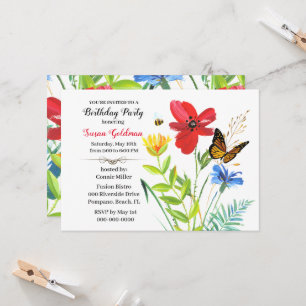 Invitation Fête d'anniversaire pour les femmes Flower Design