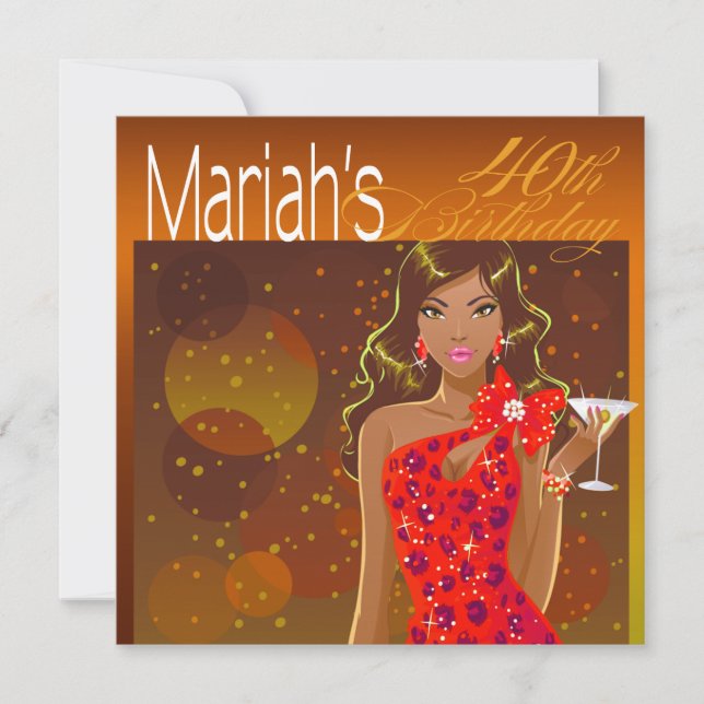 Invitation Fête d'anniversaire Pretty Lady Cocktail Party amb (Devant)