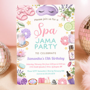 Invitation Fête d'anniversaire pyjama au Spa mignon