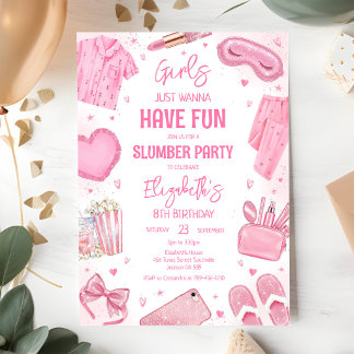Invitation Fête d'anniversaire pyjama rose soirée détente Spa