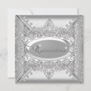 Invitation Fête d'anniversaire Quinceanera Blanc Diamants Arg